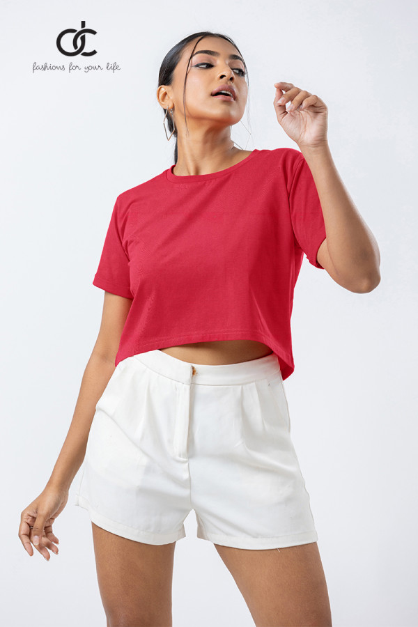 ROLLER SLEEVE RIB CROP TOP